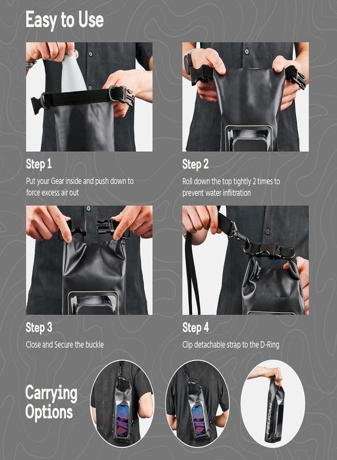 GNOLY Waterproof Phone Holder - 2 Liter Dry Bag for Keys, Wallet, and Mobile - Keeps Valuables Secure and Accessible - Fishing, Boating (1 Pcs) Black - Image 3